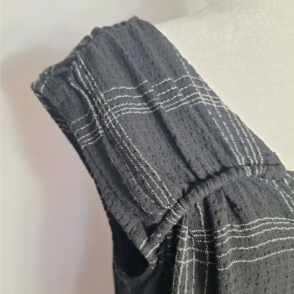 Loft Womens Babydoll Top Black Plaid Cap Sleeve Flowy Whimsigoth Small - Picture 4 of 9